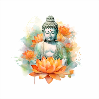 Vaishali Creation 12 inch decorative bhuddha wall sticker for home decor Reusable Sticker(Pack of 1)