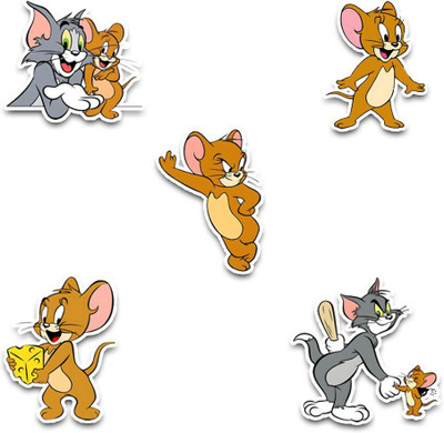 STICK STORE 2.8 inch Tom And Jerry Cartoon Stickers | Matte | for Laptops, Water Bottles, Bikes Self Adhesive Sticker(Pack of 5)