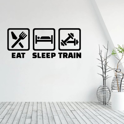 SnappyVinyl 57 cm Eat Sleep Train Self Adhesive Sticker(Pack of 1)