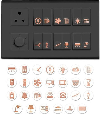 Stikor 1.5 cm Aesthetic Transparent Rose Golden Design Switch Icon For Switch Board Sticker Self Adhesive Sticker(Pack of 300)