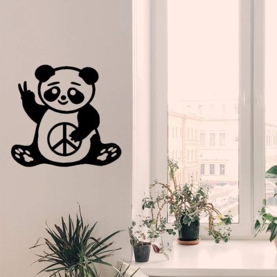 Xskin 29 cm Panda Bear Peace Sign Wall Decals, Easy to Apply and Remove, 29cm Self Adhesive Sticker(Pack of 1)