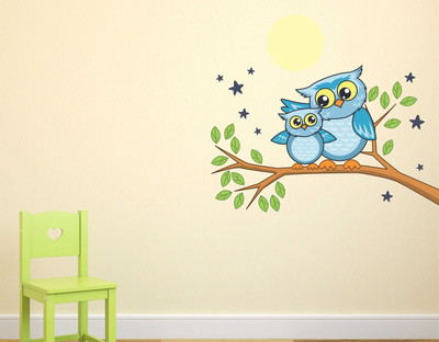 WALLARSH 57 cm Love birds in the tree Self Adhesive Sticker(Pack of 1)