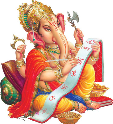 VCREATE DECOR 58 cm Lord Ganesh Wall Sticker & Decal Size -( 58 cm x 53 cm ) Self Adhesive Sticker(Pack of 1)