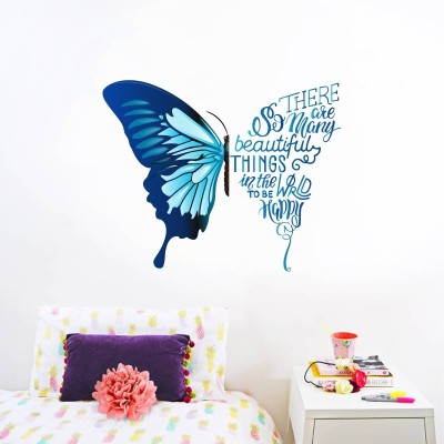 Inkfence 90 cm ' Butterfly with Motivational Quotes ' Wall Stickers Self Adhesive Sticker(Pack of 1)