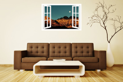 ModernDecor 45.72 cm Natural 3D Window Poster For Room Bedroom Home Wall Decor (Size 24x18 Inch)S18 Removable Sticker(Pack of 1)