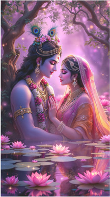 GLOBAL GRAPHICS 68 cm Radha Krishna Romantic Wall Poster Wall Sticker Self Adhesive Sticker(Pack of 1)