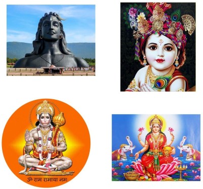 Asmi Collections 30 cm Set of 4 Gods for Temple Self Adhesive Sticker(Pack of 4)