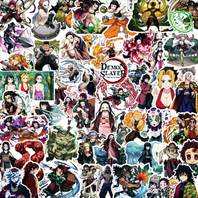 AnimeVerse 3 inch Demon Slayer Anime Stickers For Laptops, Water Bottle, Phone Case, Etc Self Adhesive Sticker(Pack of 52)