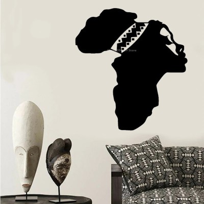 SnappyVinyl 42 cm Africa Map Beautiful Woman Avatar wall Stickers Self Adhesive Sticker(Pack of 1)