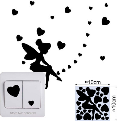 Xskin 15 cm Fairy with hearts Switch Board, Wall Sticker Easy to Apply and Remove Self Adhesive Sticker(Pack of 1)