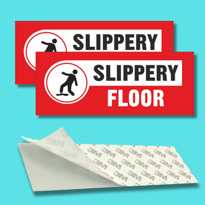 OMAXX INDIA 10 inch Slippery Floor Caution Sticker | Professional Warning Label for Workplace Safety Self Adhesive Sticker(Pack of 2)