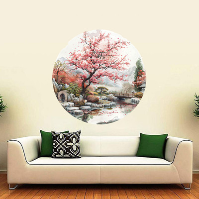 SoFFXia 18 inch Trendy Design Tree Wall Sticker For Living Room, Home Decorative, Hall ED_1470 Self Adhesive Sticker(Pack of 1)