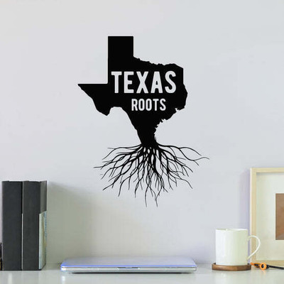 Xskin 27 cm Texas Roots Word Map U Self Adhesive Sticker(Pack of 1)