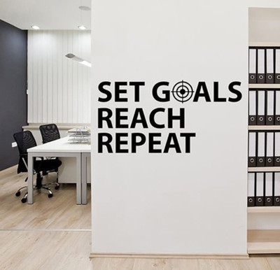SnappyVinyl 62 cm Set Goals Reach Repeat Self Adhesive Sticker(Pack of 1)