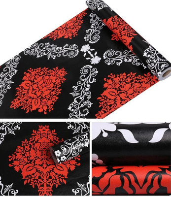 Flipkart SmartBuy 100 cm Red and Black Damask Self Adhesive Luxury Wallpaper ( 100 cm X 45 cm ) Self Adhesive Sticker(Pack of 1)