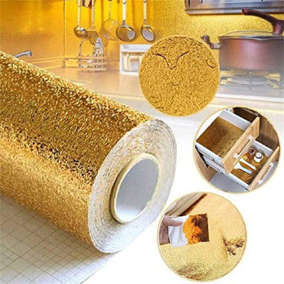 Coozico Foils Abstract Gold Wallpaper(L x W: 200 cm x 60 cm)