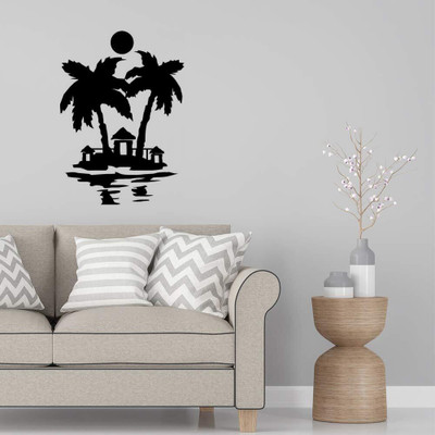 Xskin 29 cm Palm Trees Beach Wall Decals Easy to Apply Self Adhesive Sticker(Pack of 1)