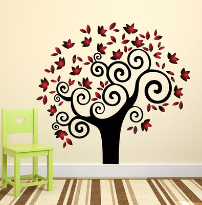Remer 69 cm Tree wallsticker Self Adhesive Sticker(Pack of 2)