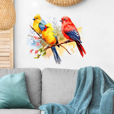 SoFFXia 18 inch Canaries Birds Decorative Wall Sticker for Living Room, Home, Office EDWS_16354 Self Adhesive Sticker(Pack of 1)