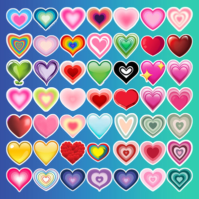 SoFFXia 5.5 cm Love Heart-Shaped Sticker Self Adhessive Surface for Kids, Teens & Adult Non-Reusable Sticker(Pack of 45)