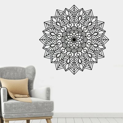 SnappyVinyl 56 cm Mandala Lotus Wall Sticker Yoga Self Adhesive Sticker(Pack of 1)