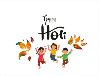 Vijaya enterprises 61 cm Kids Playing Holi Wall Sticker|Indian Festival Celebration Home Size 24x18 inch Self Adhesive Sticker(Pack of 1)