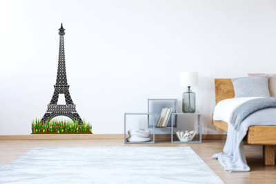 BPARTS 12 cm decorative abstract efil toower wall sticker for home decor Reusable Sticker(Pack of 1)