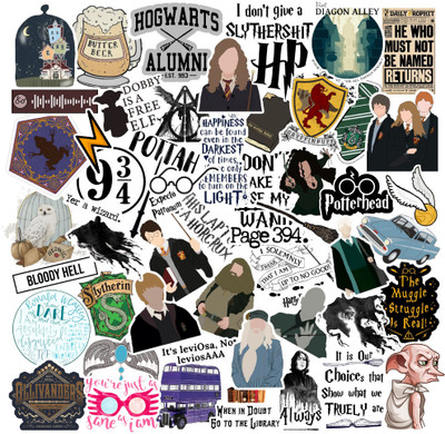 CodersParadise 5.5 cm Harry Potter Stickers for Laptop, Diary, Guitar, Mobile Phone-Waterproof(Vinyl) Self Adhesive Sticker(Pack of 56)