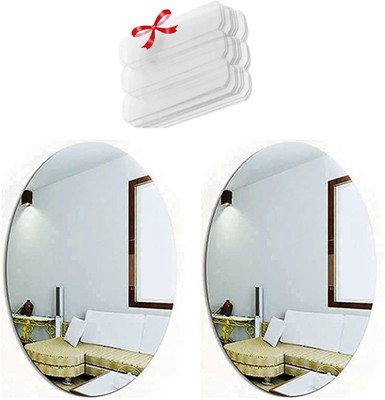 KASHTABHAN 30 cm x 20 cm Anti-Fog Waterproof Mirror Stickers with Free Extra Sticker Film Sheet Double-sided Sticker(Pack of 2)