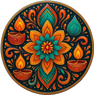 DHANAKSALES 40 cm Rangoli Stickers for Door Entrance Self Adhesive (Size-40x40Cm) Rangoli Stickers Self Adhesive Sticker(Pack of 1)