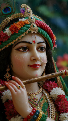 swaroopa 16.5 inch Krishna sticker Self Adhesive Sticker(Pack of 1)