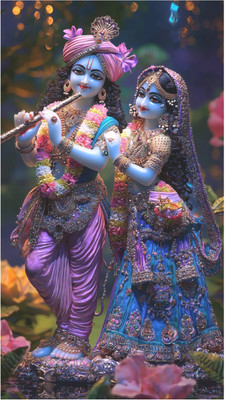GLOBAL GRAPHICS 68 cm Radha Krishna Divine Love Wall Poster- Wall Sticker Self Adhesive Sticker(Pack of 1)