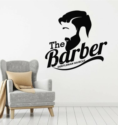 SnappyVinyl 42 cm The barber gentleman haircut Quotes Self Adhesive Sticker(Pack of 1)