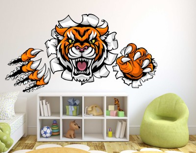 fuzzy 95 cm Tiger Self Adhesive Sticker(Pack of 1)