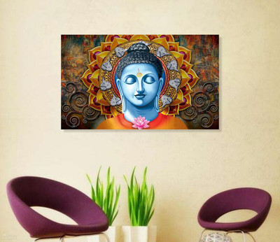 DivineDesigns 61 cm Gautam Buddha Colorful Texture Vinyl Sticker Self Adhesive Sticker(Pack of 1)
