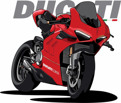 ArtfulDecals 60 cm Ducati panigalle Red Bike wall sticker Self Adhesive Sticker(Pack of 1)