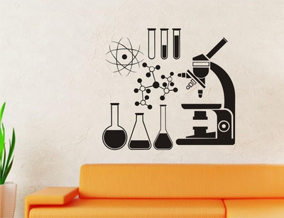 STIKHUB 60 cm science microscope study room wall sticker Self Adhesive Sticker(Pack of 1)