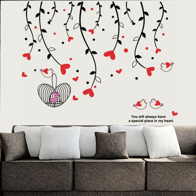 walkart 1 cm black and red scenario with hearts Removable Sticker(Pack of 1)