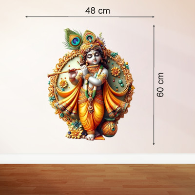 Approach Decor 60 cm 3D Krishna Wall Sticker For Kids room Bedroom Self Adhesive Sticker(Pack of 1)
