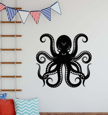 SnappyVinyl 33 cm Octopus Tentacles Black Sea Monster Self Adhesive Sticker(Pack of 1)