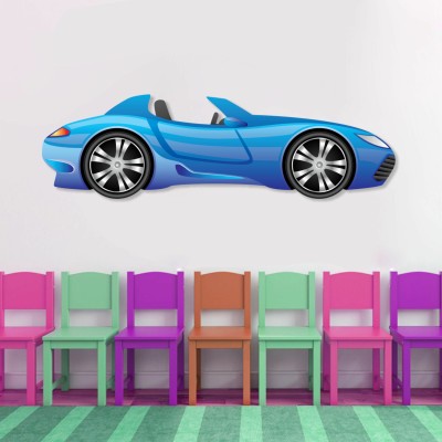 Art Kafe 28 cm Side Blue Car Wall Sticker Self Adhesive Sticker(Pack of 1)