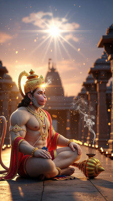 swaroopa 16.5 inch Hanuman ji sticker Self Adhesive Sticker(Pack of 1)