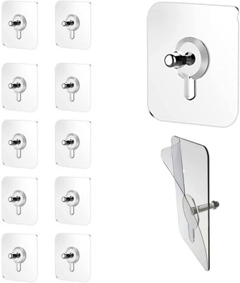 KRAZE 5 cm Heavy Duty Nail Free Screw Hooks for Hanging Photo Frame Office 10 Pack Reusable Sticker(Pack of 10)