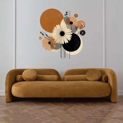 ABDESIGN 24 inch Modern Earth-Toned Floral Wall Art in Contemporary Living Space Self Adhesive Sticker(Pack of 1)