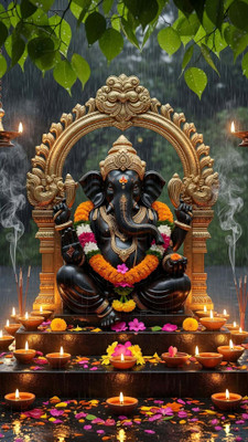 swaroopa 16.5 inch Lord Ganesha Sticker Self Adhesive Sticker(Pack of 1)