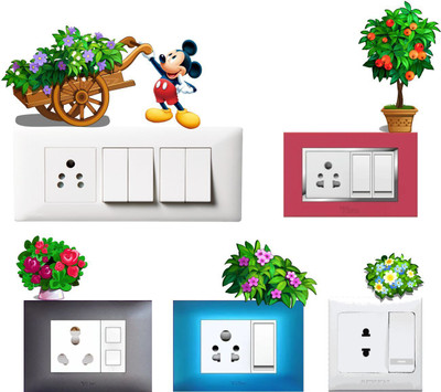Angeldecor 12.7 cm Switch Board Sticker for Home Decoration Self Adhesive Sticker(Pack of 5)