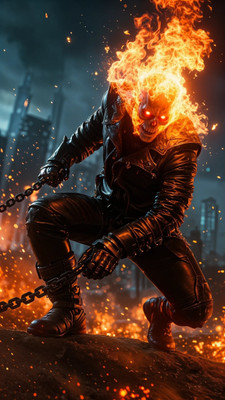 swaroopa 16.5 inch Ghost Rider Sticker Self Adhesive Sticker(Pack of 1)