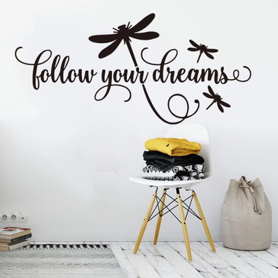 SnappyVinyl 85 cm Cartoon Follow Your Dreams Decal Dragonfly Self Adhesive Sticker(Pack of 1)