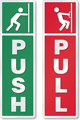 Asmi Collections 18 cm Self Adhesive Push and Pull Sign Stickers - Set of 4 Removable Sticker(Pack of 4)
