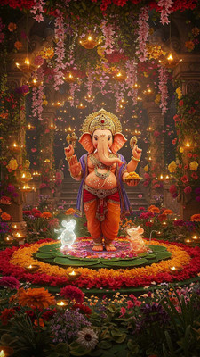swaroopa 16.5 inch Lord Ganesha Sticker Self Adhesive Sticker(Pack of 1)